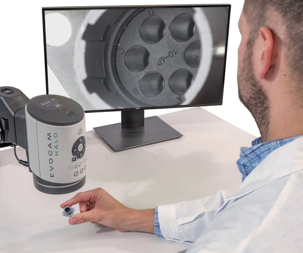 EVO Cam HALO Connector 1200×1000 EVO Cam HALO inspecting a connector