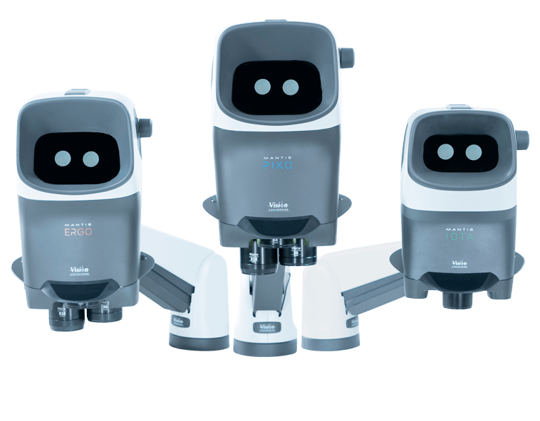 Mantis 3rd Gen family callout 758×592 tiny Família de microscópios estéreo Mantis de 3ª geração, PIXO, ERGO e IOTA